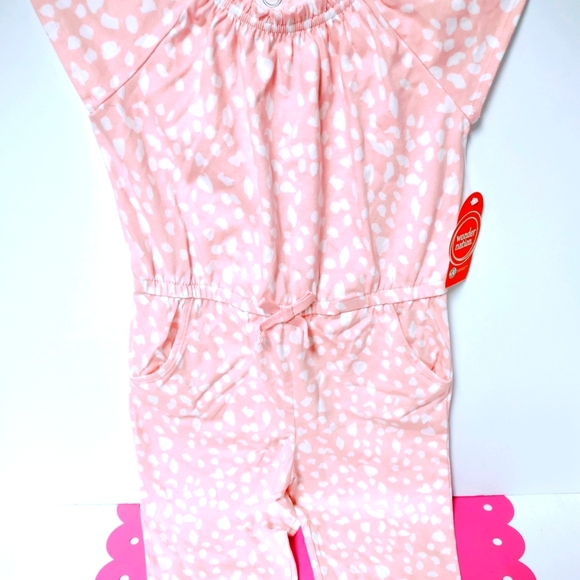 Wonder Nation Girls 5T Pink Romper with pockets - Picture 2 of 9